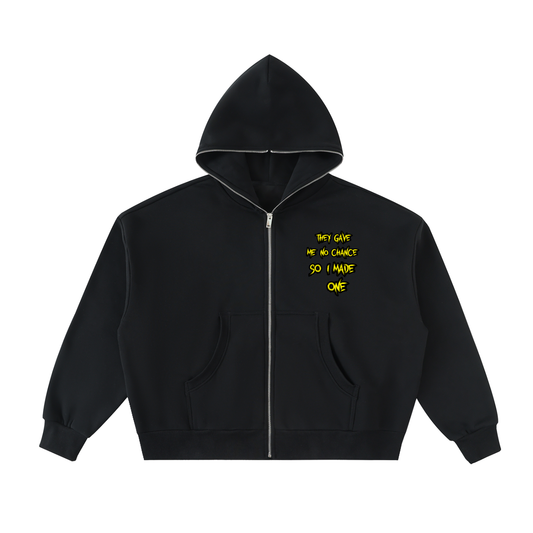 Fleeced Full-Zip Boxy Hoodie