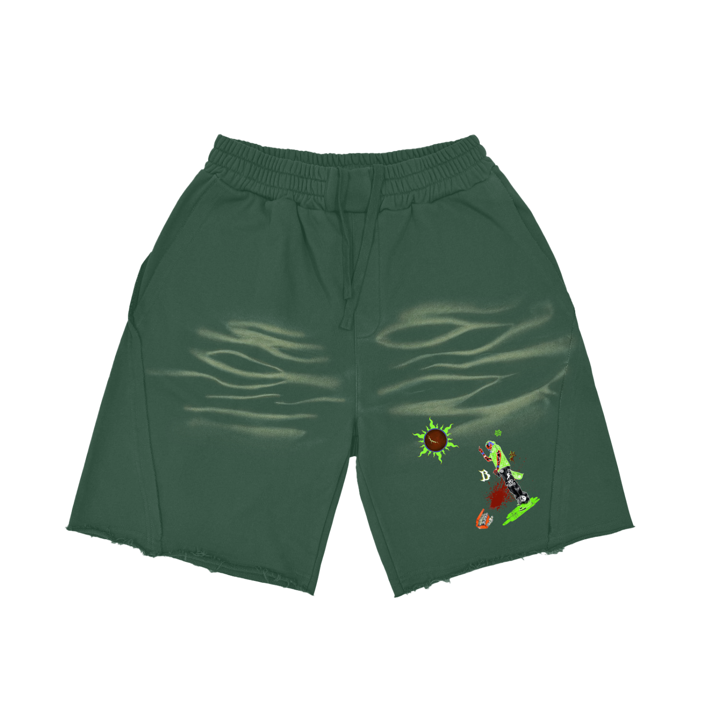 Vintage Washed Tiger Stripes Short Pants