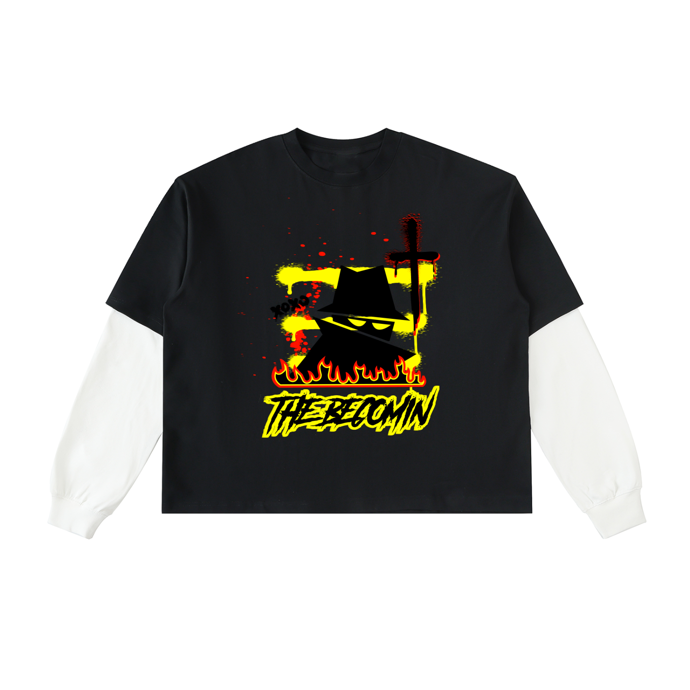 Layered Contrast Sleeve Cotton T-Shirt