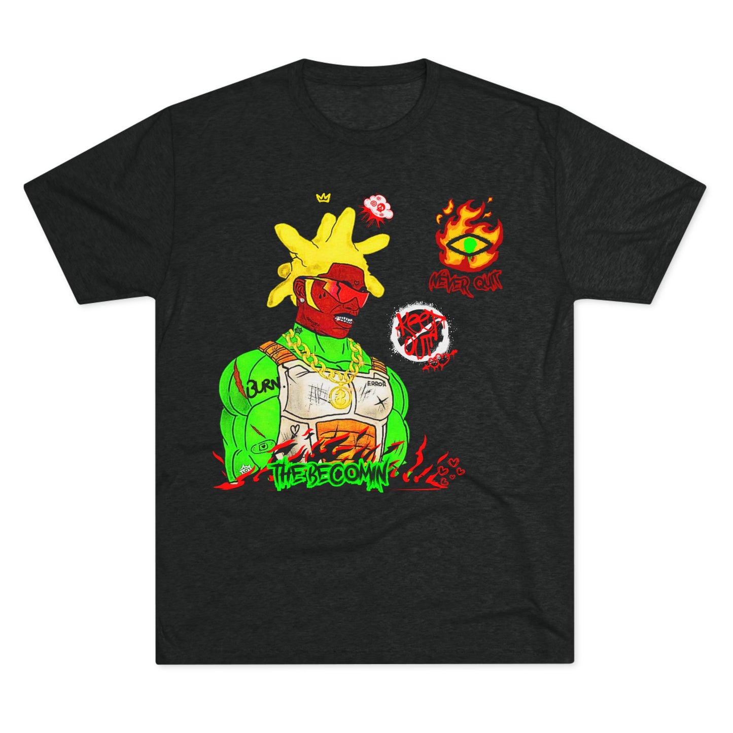 Graphic Tee — Neon Cyberpunk Warrior “The Becomin”