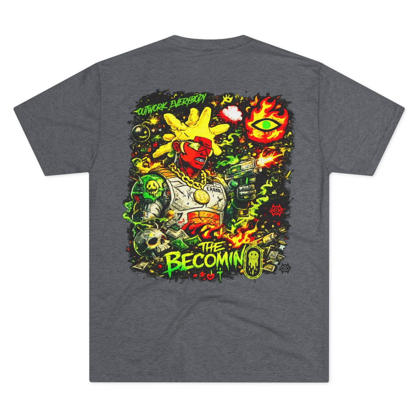 Graphic Tee — Neon Cyberpunk Warrior “The Becomin”