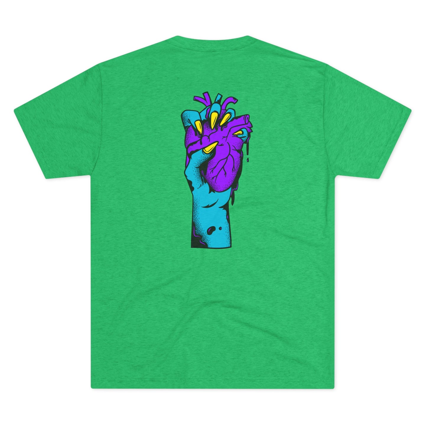 Psychedelic Blue Portrait Tee — Vivid Heart Grasp Graphic T-Shirt