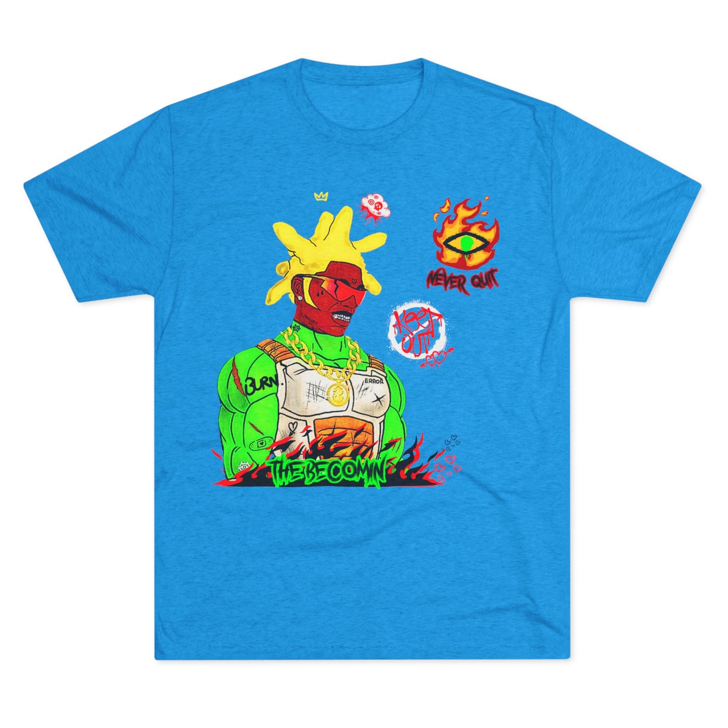 Graphic Tee — Neon Cyberpunk Warrior “The Becomin”
