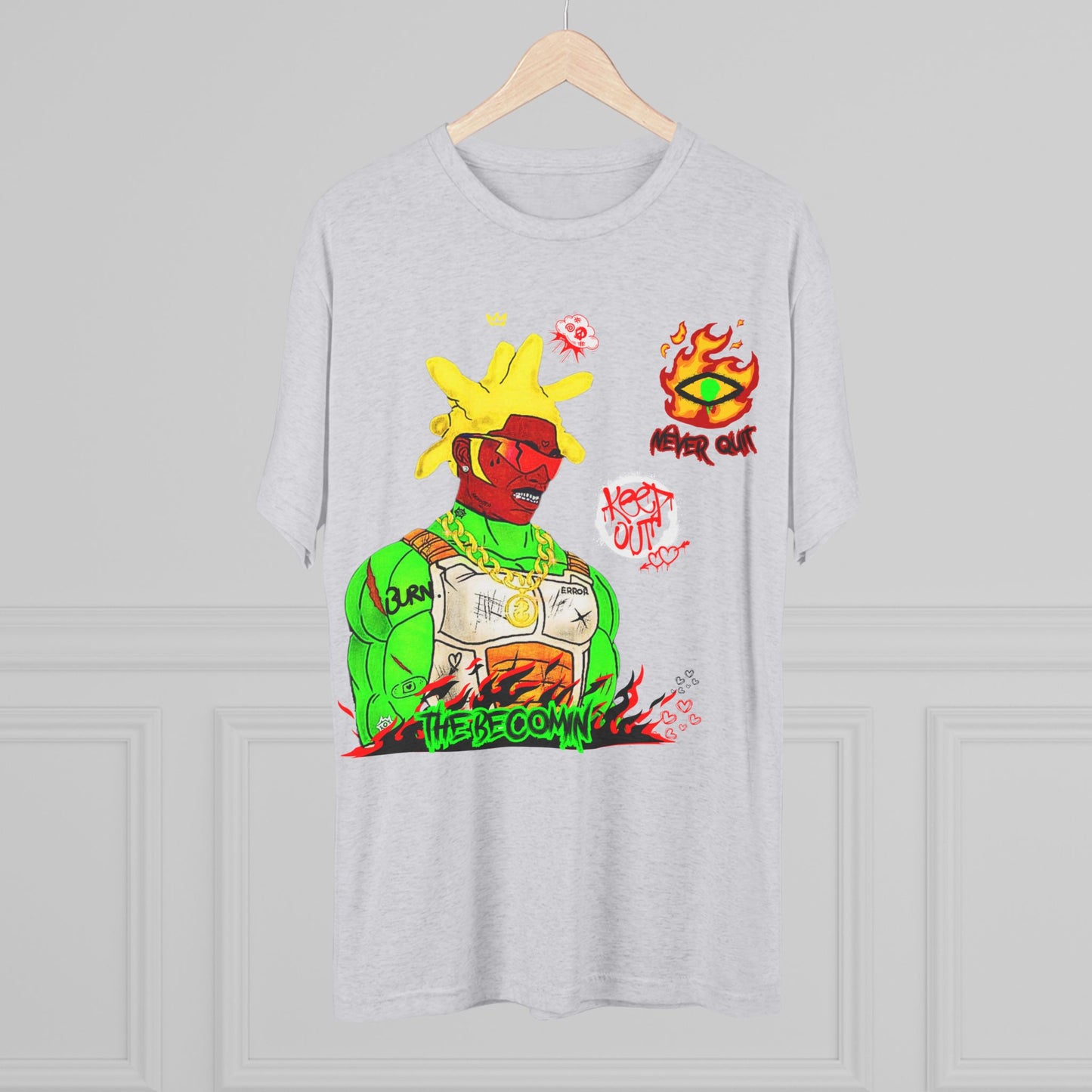 Graphic Tee — Neon Cyberpunk Warrior “The Becomin”