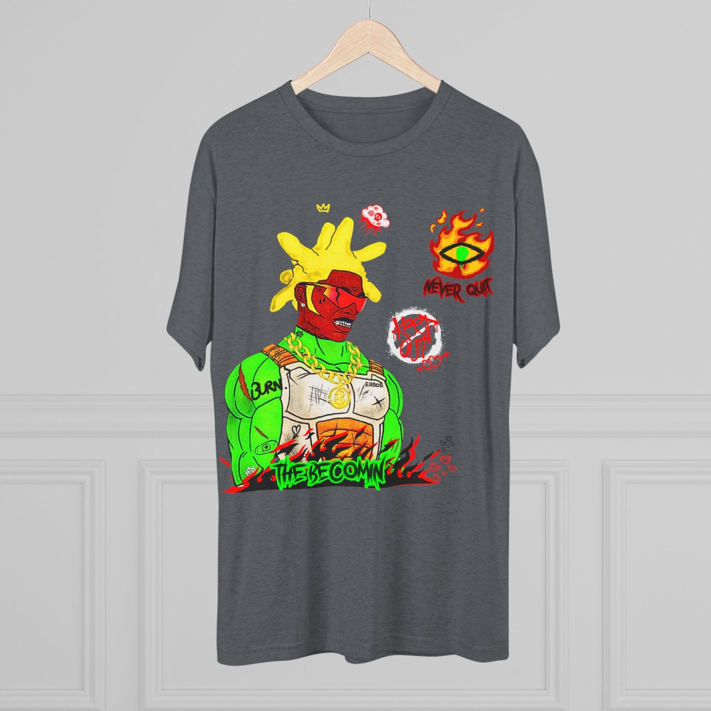 Graphic Tee — Neon Cyberpunk Warrior “The Becomin”