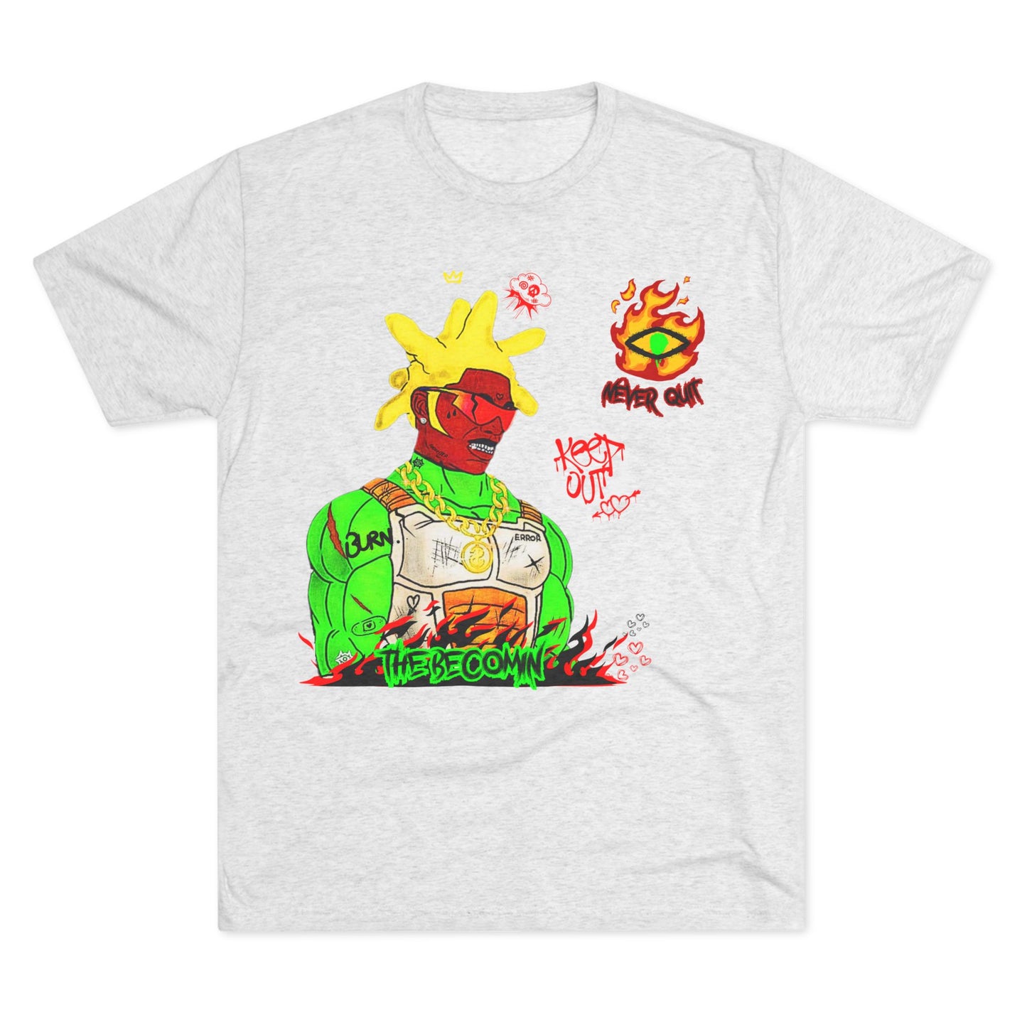 Graphic Tee — Neon Cyberpunk Warrior “The Becomin”