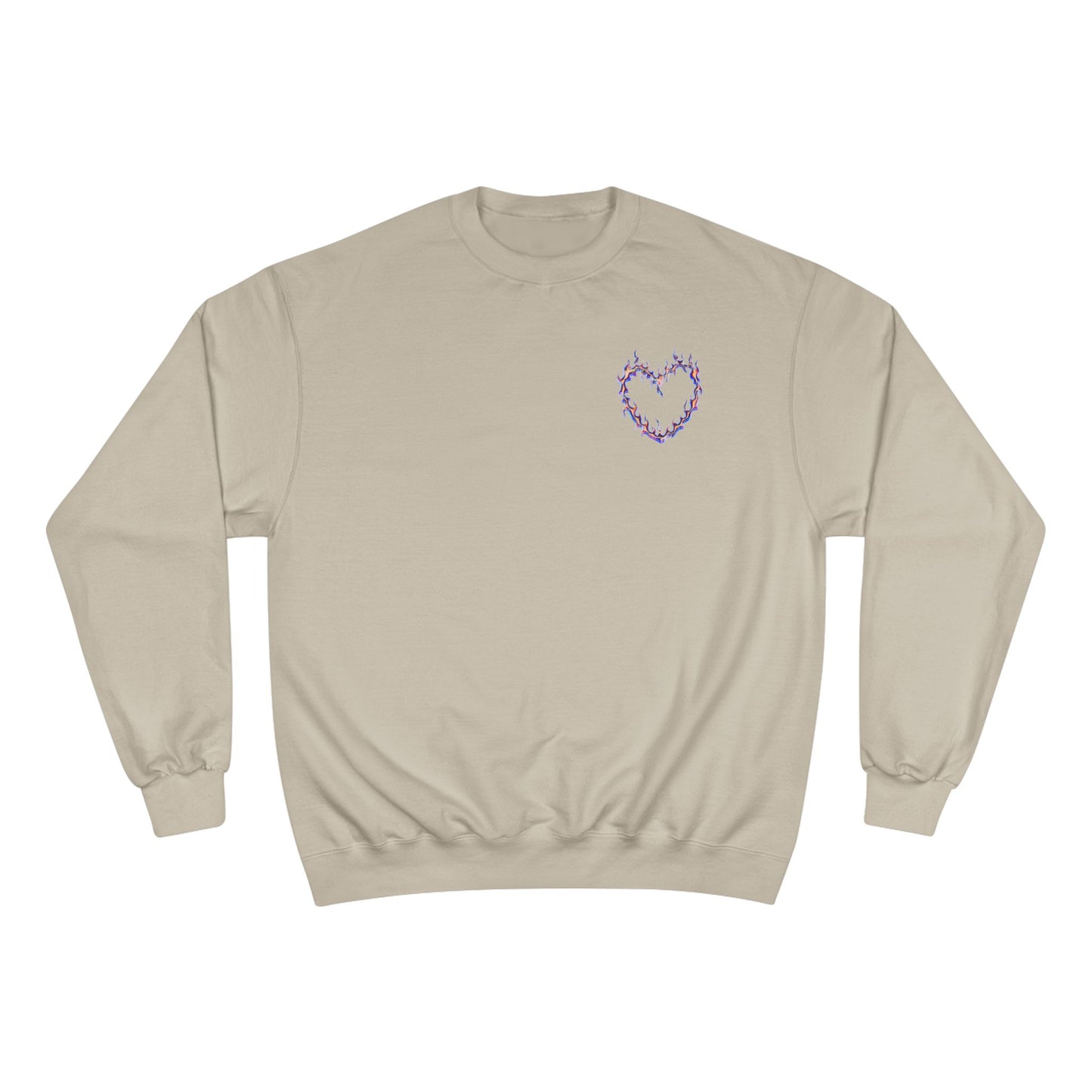 Bold Art Champion Sweatshirt with Heart & Graphic Design