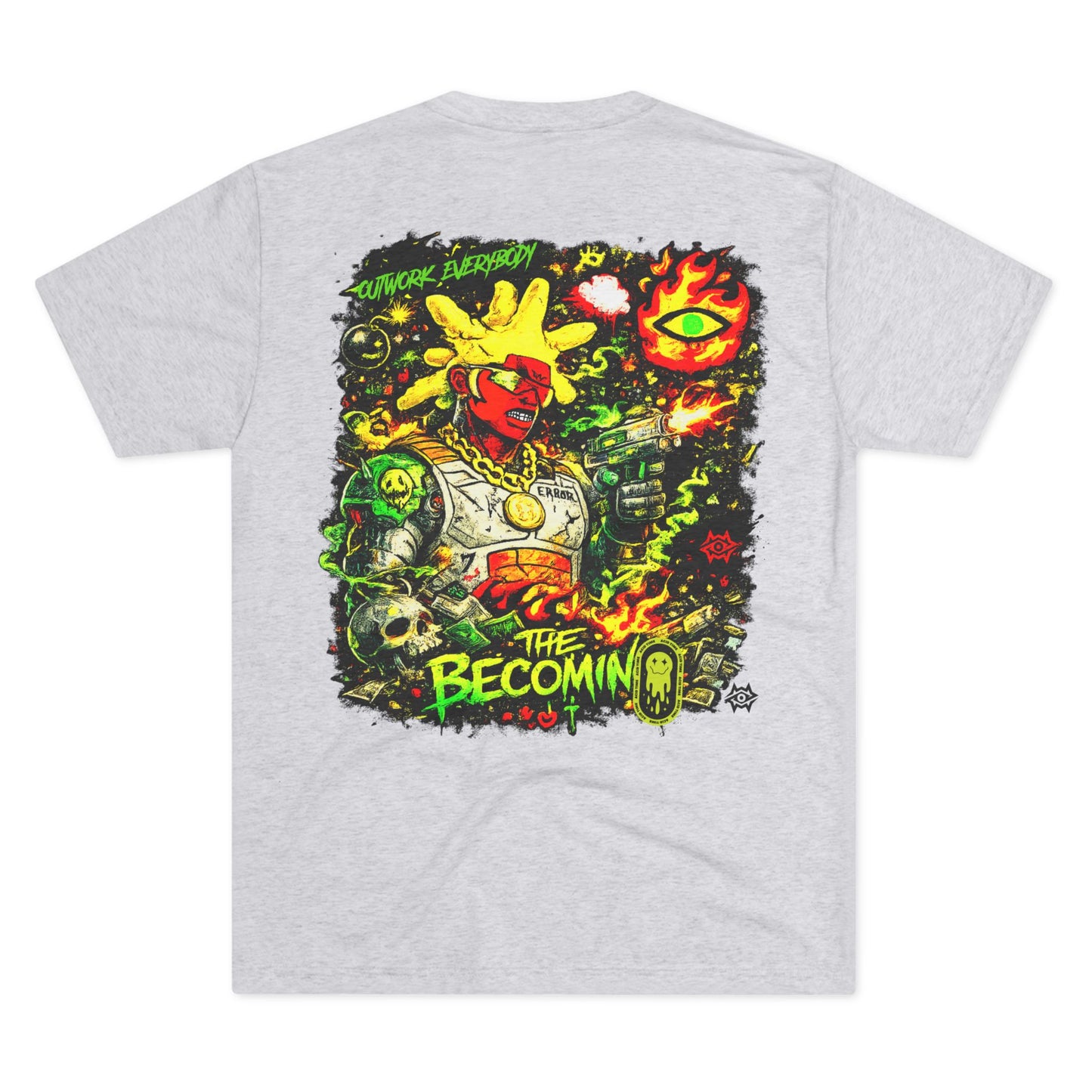 Graphic Tee — Neon Cyberpunk Warrior “The Becomin”