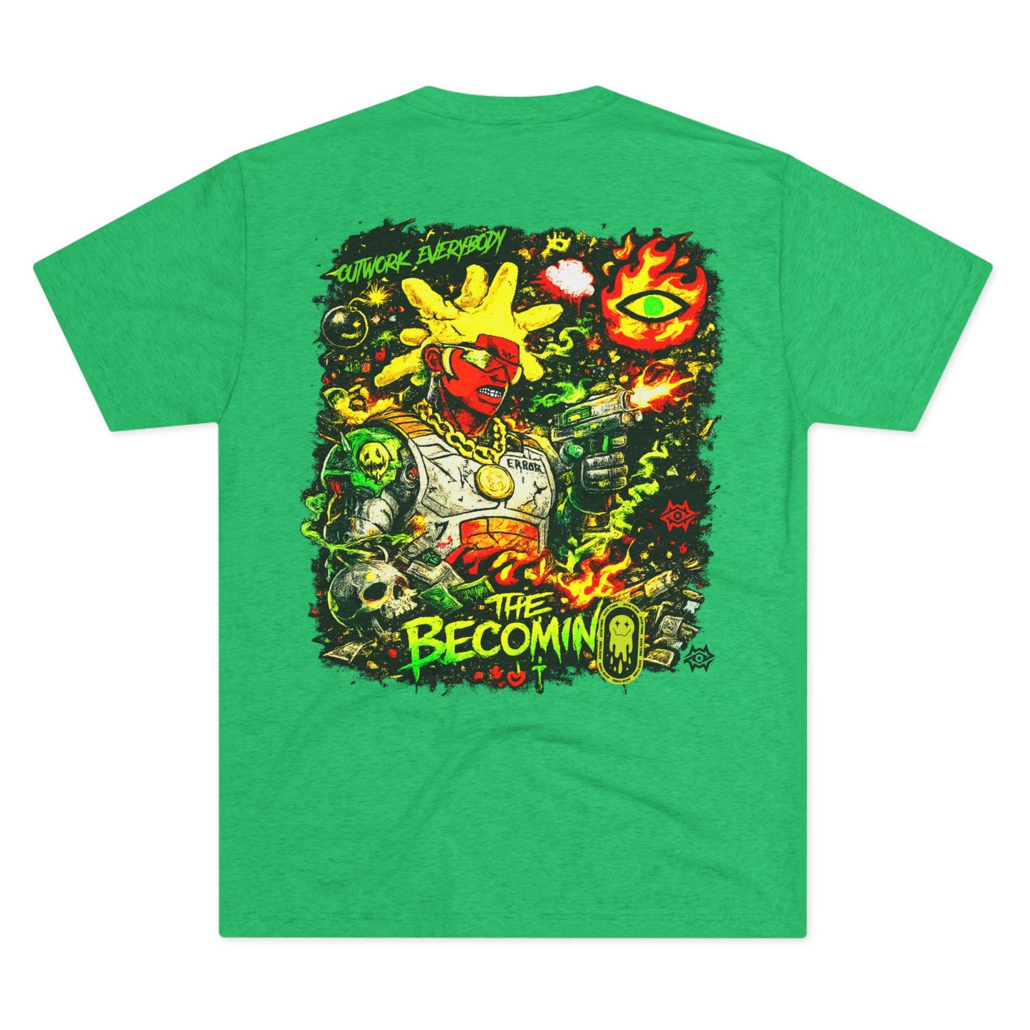 Graphic Tee — Neon Cyberpunk Warrior “The Becomin”