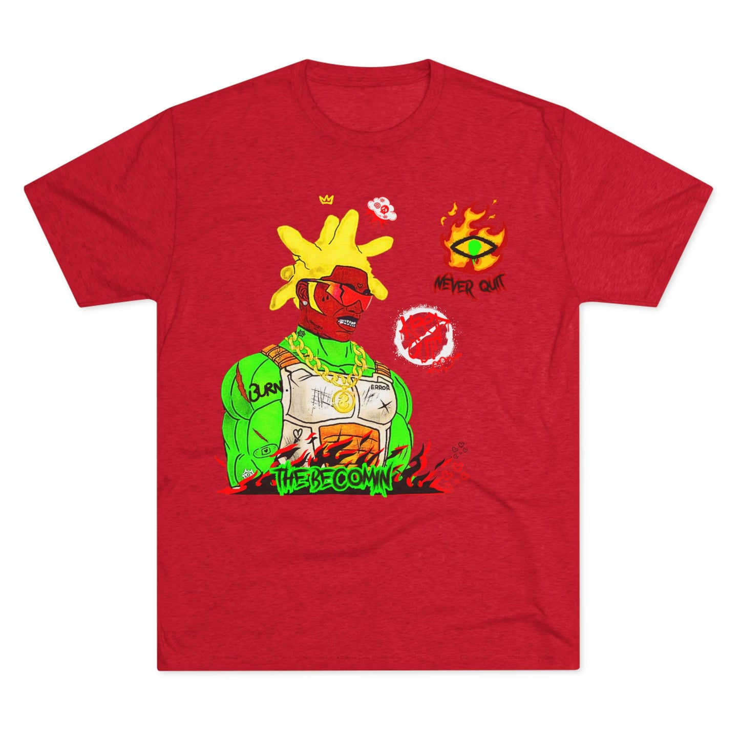 Graphic Tee — Neon Cyberpunk Warrior “The Becomin”