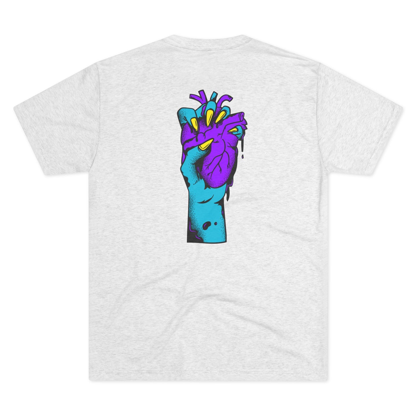 Psychedelic Blue Portrait Tee — Vivid Heart Grasp Graphic T-Shirt