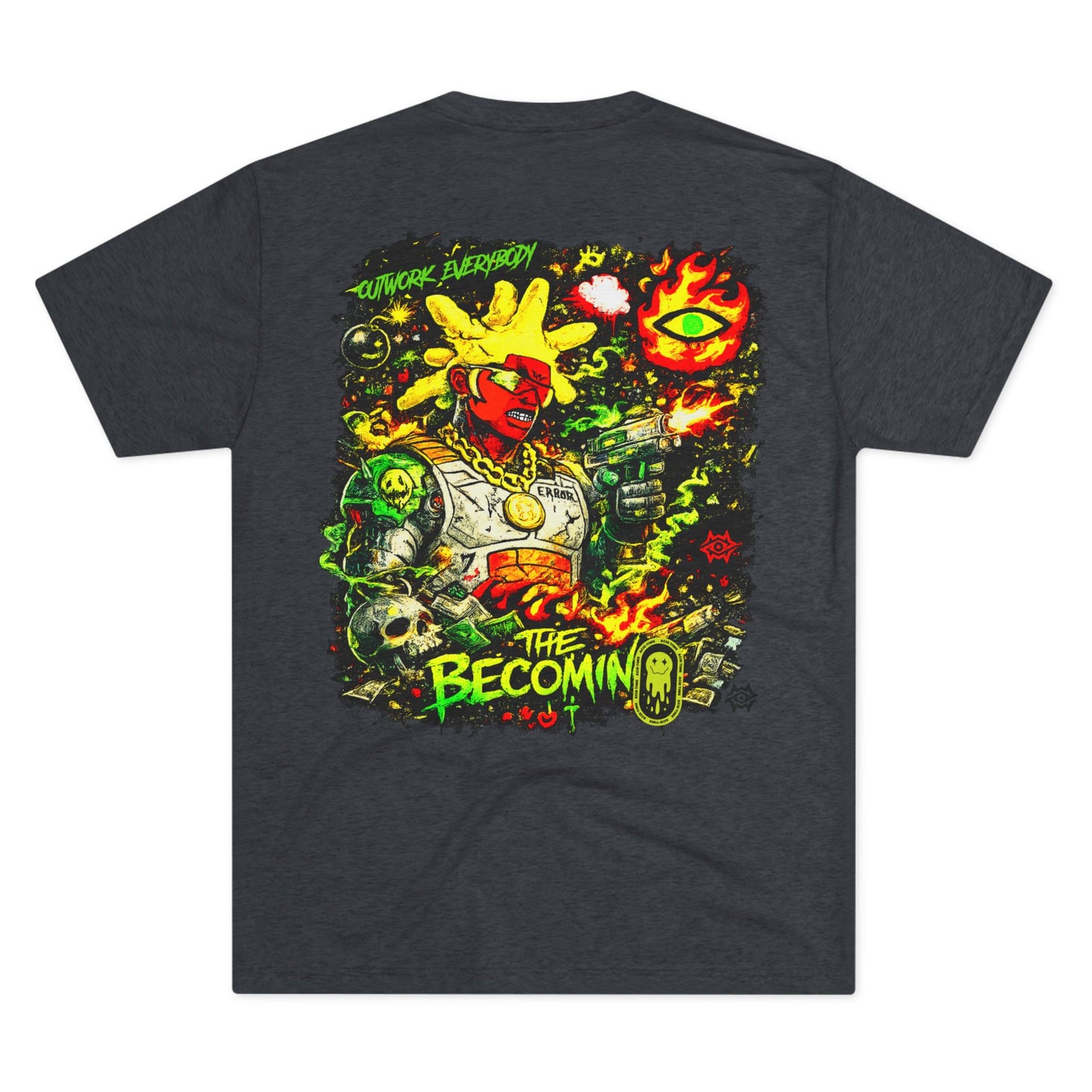 Graphic Tee — Neon Cyberpunk Warrior “The Becomin”