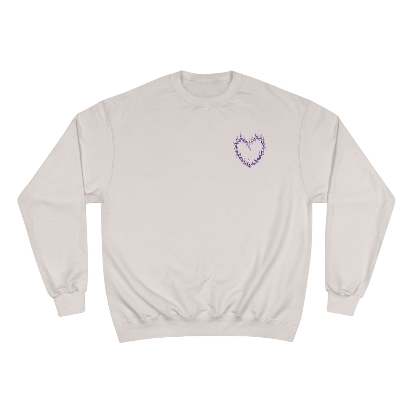 Bold Art Champion Sweatshirt with Heart & Graphic Design