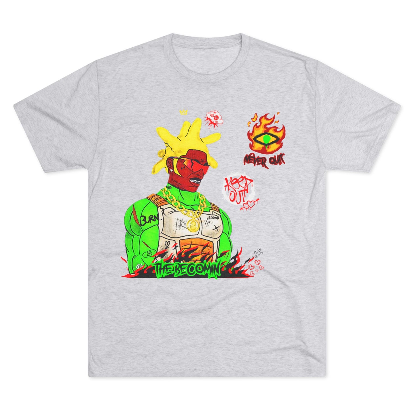 Graphic Tee — Neon Cyberpunk Warrior “The Becomin”