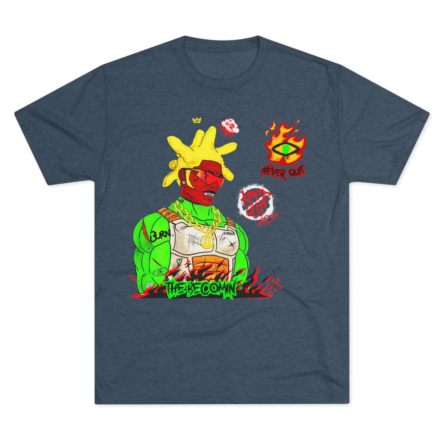 Graphic Tee — Neon Cyberpunk Warrior “The Becomin”