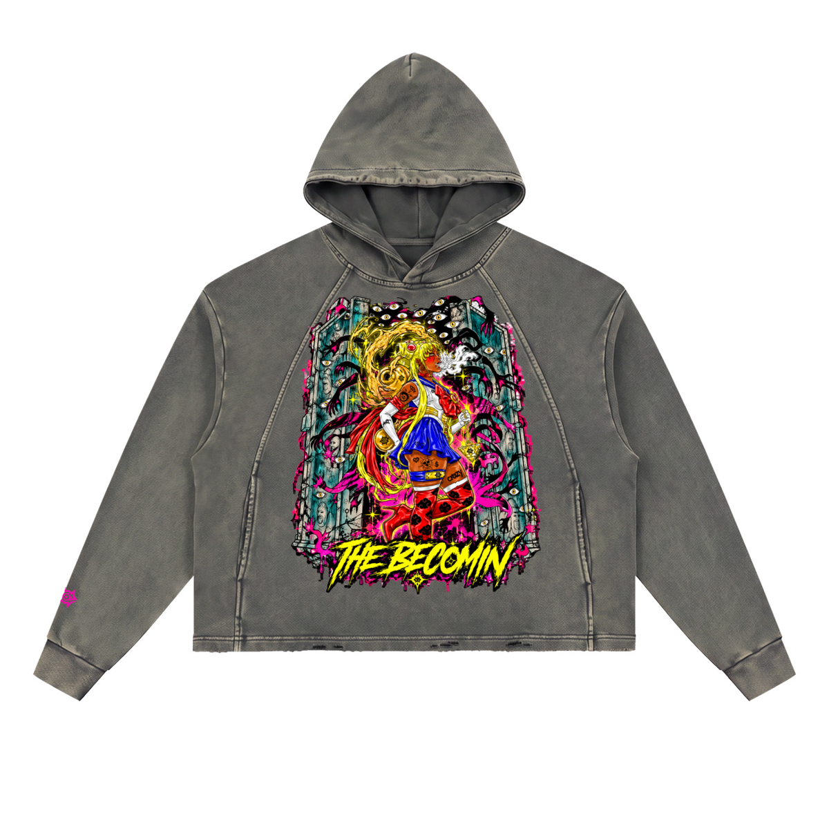 Vintage Washed Frayed-Hem Hoodie