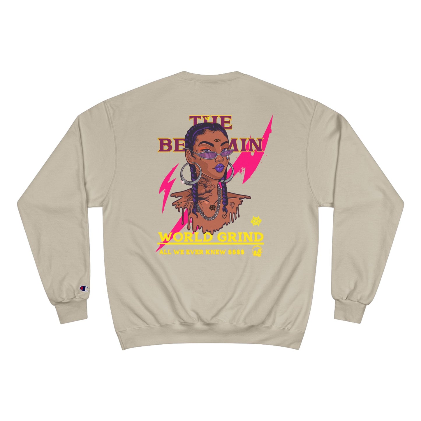 Bold Art Champion Sweatshirt with Heart & Graphic Design