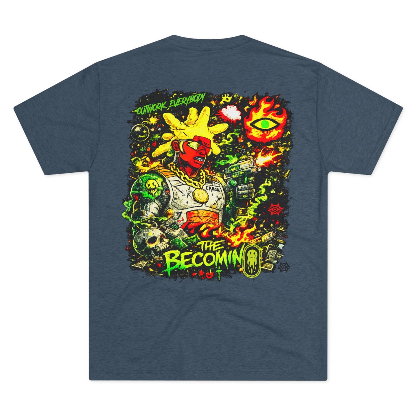 Graphic Tee — Neon Cyberpunk Warrior “The Becomin”