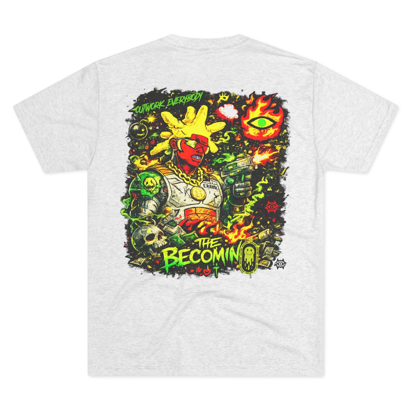 Graphic Tee — Neon Cyberpunk Warrior “The Becomin”