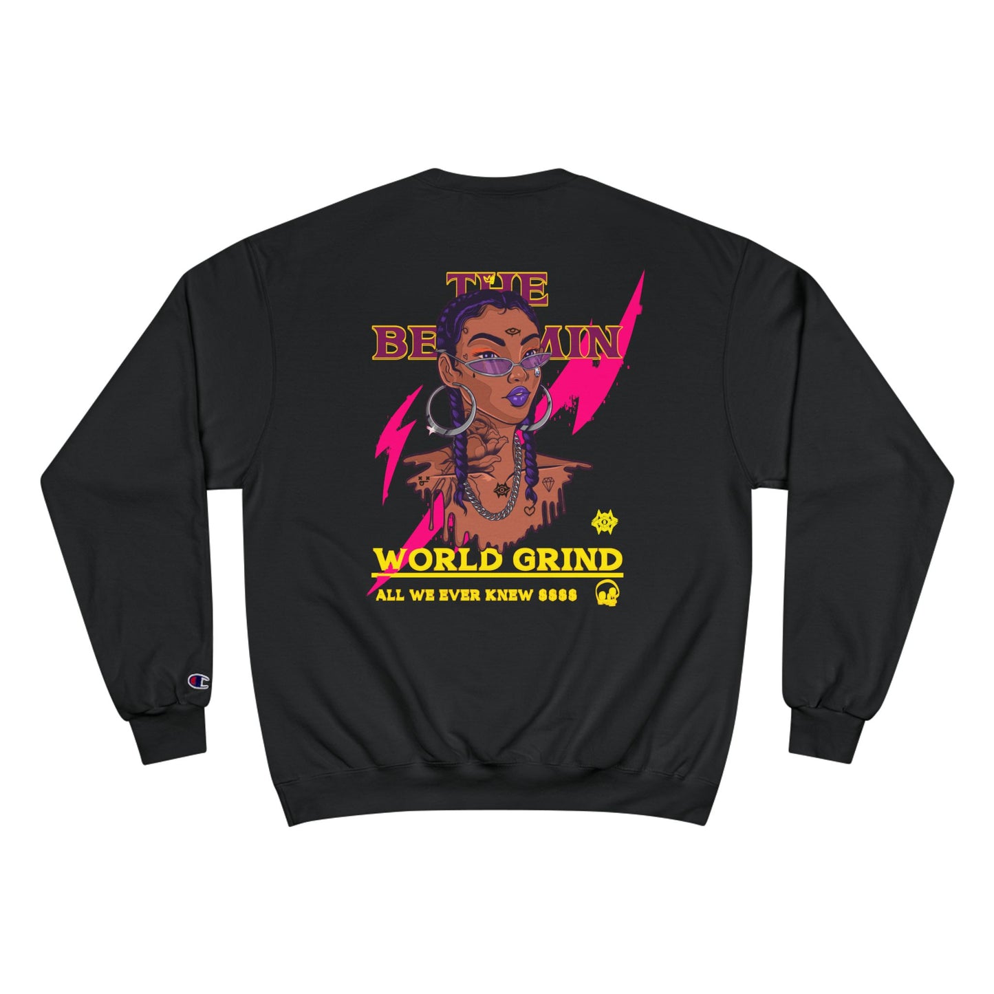 Bold Art Champion Sweatshirt with Heart & Graphic Design