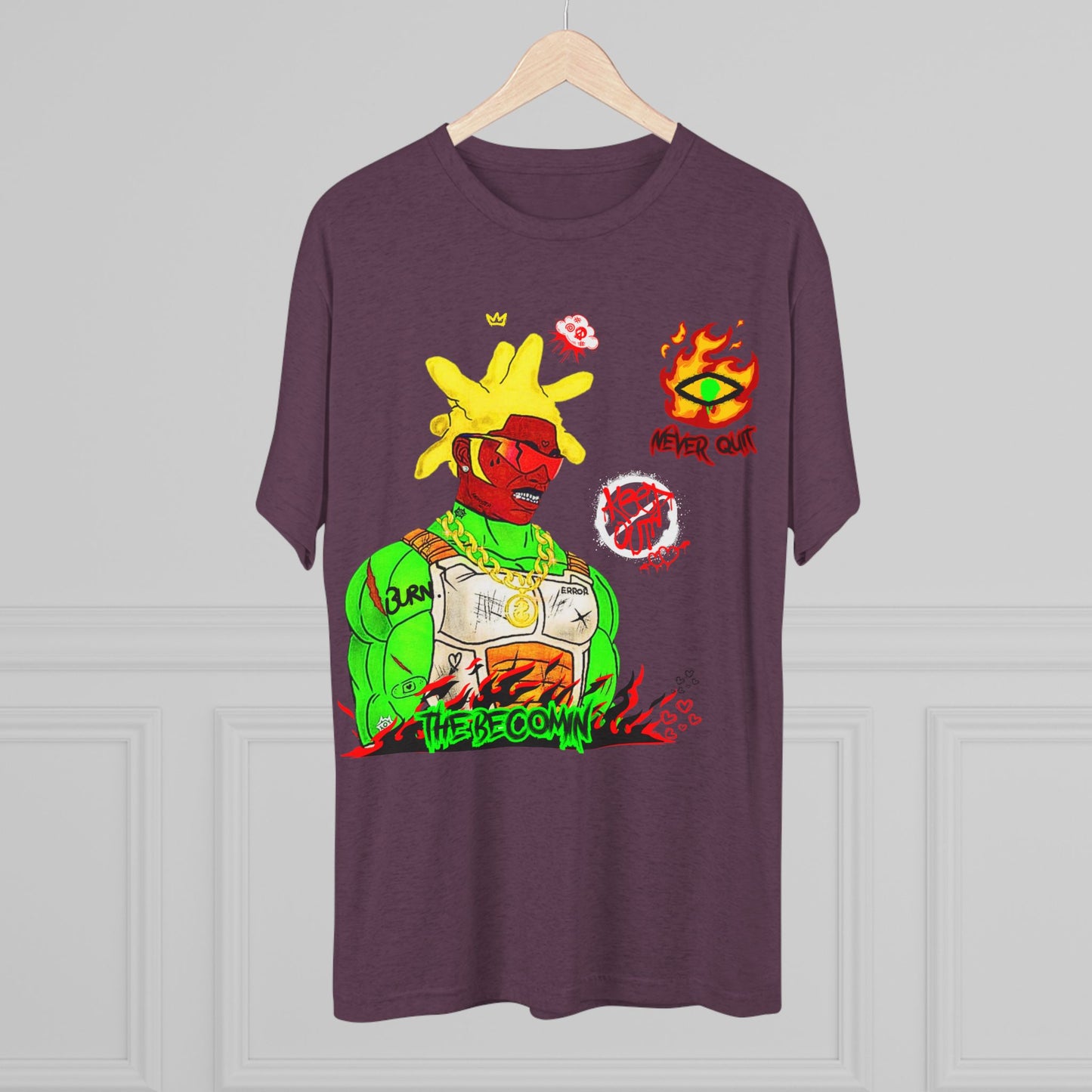 Graphic Tee — Neon Cyberpunk Warrior “The Becomin”