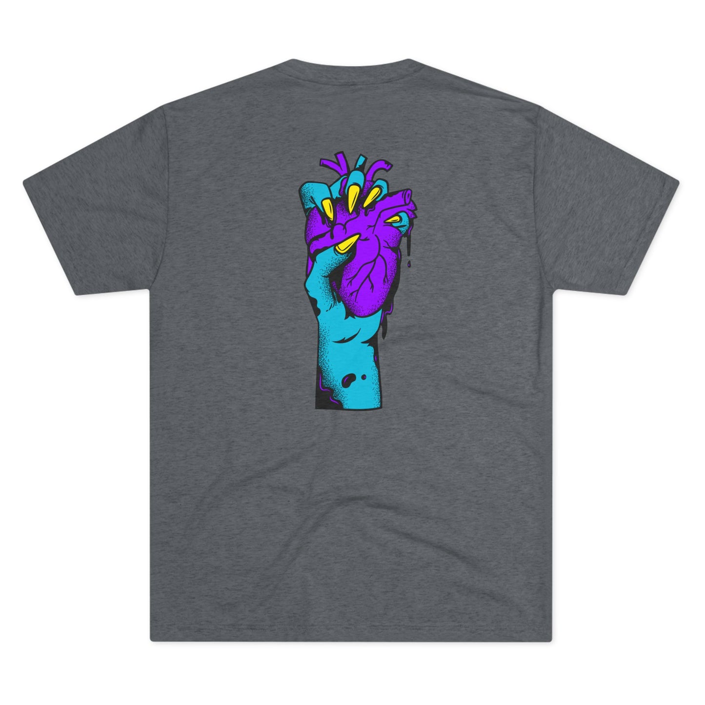Psychedelic Blue Portrait Tee — Vivid Heart Grasp Graphic T-Shirt