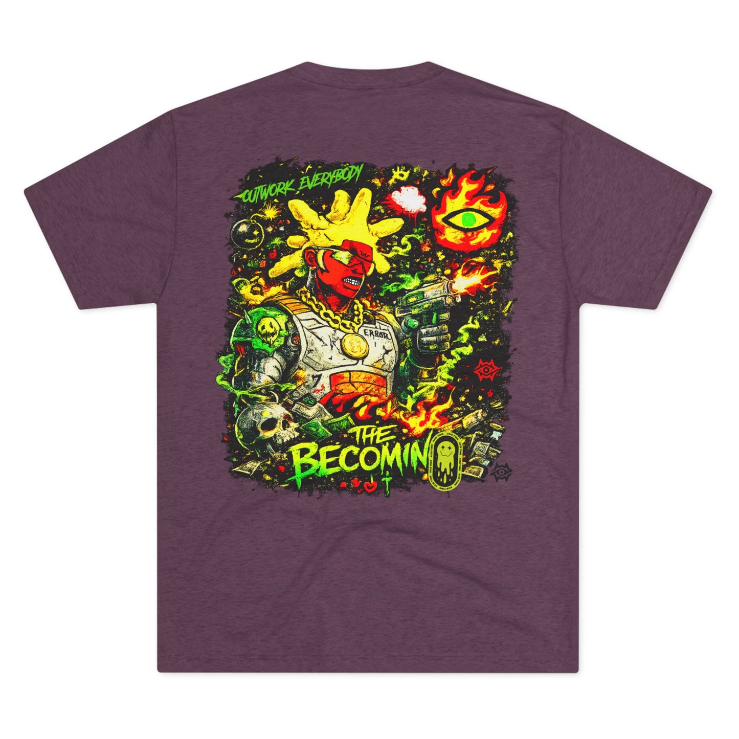 Graphic Tee — Neon Cyberpunk Warrior “The Becomin”