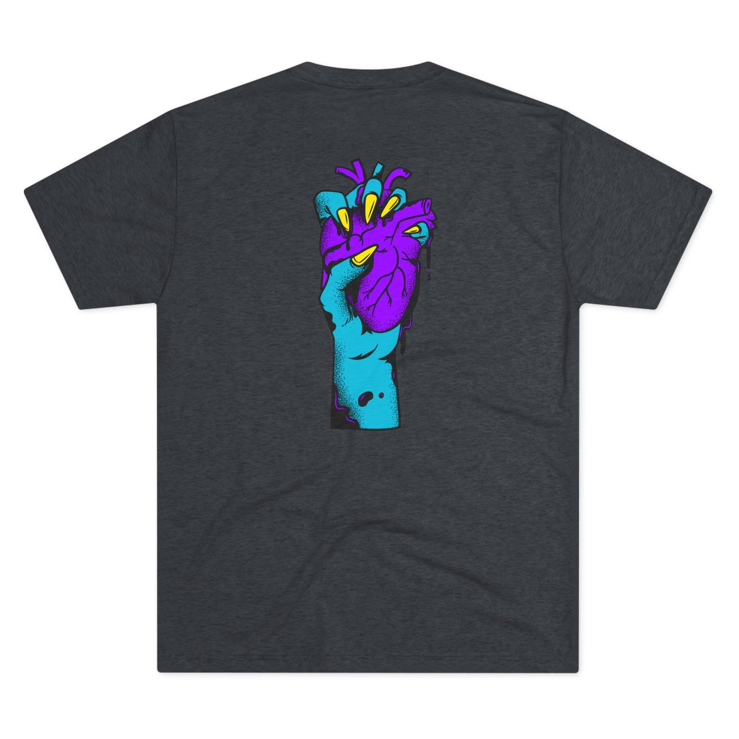 Psychedelic Blue Portrait Tee — Vivid Heart Grasp Graphic T-Shirt