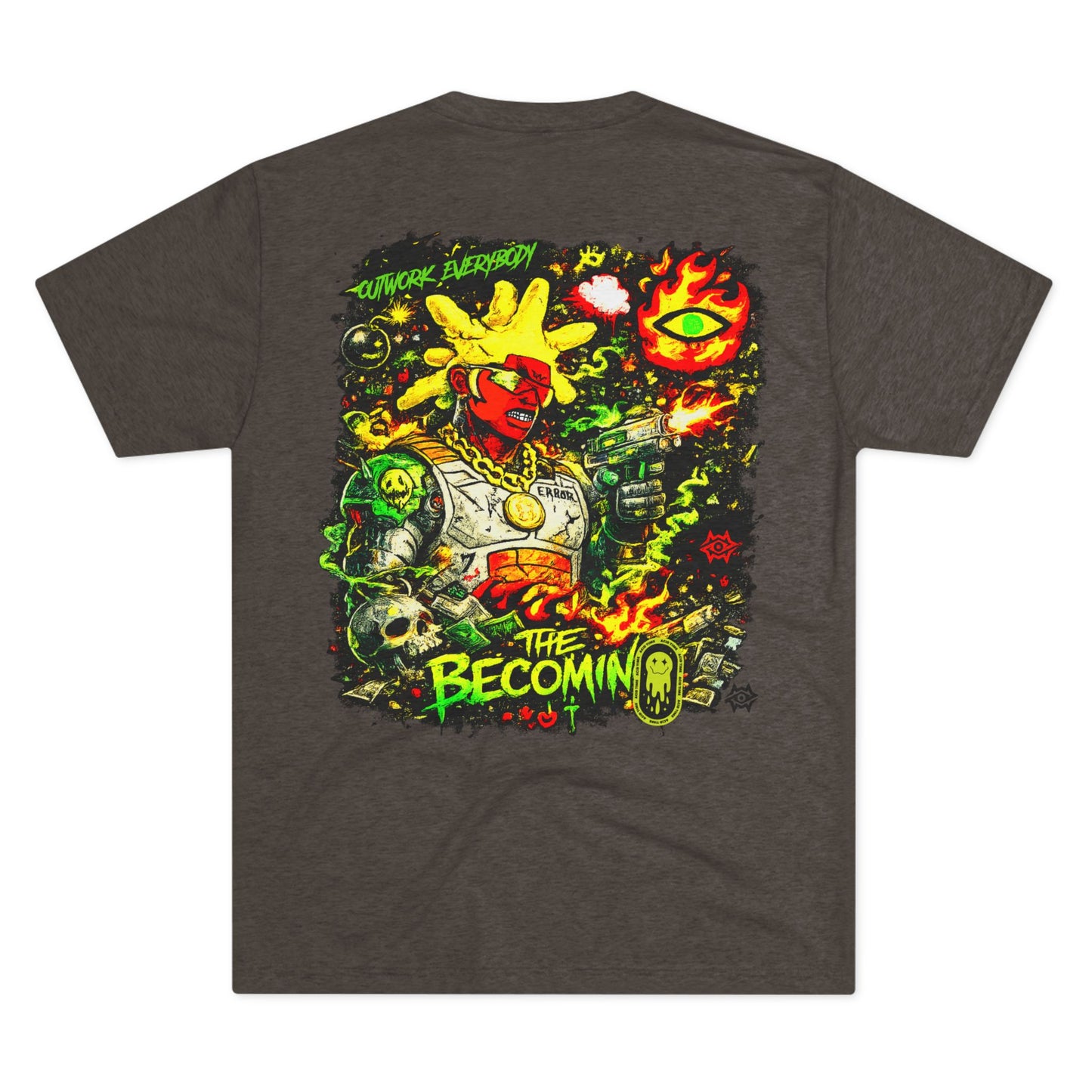 Graphic Tee — Neon Cyberpunk Warrior “The Becomin”