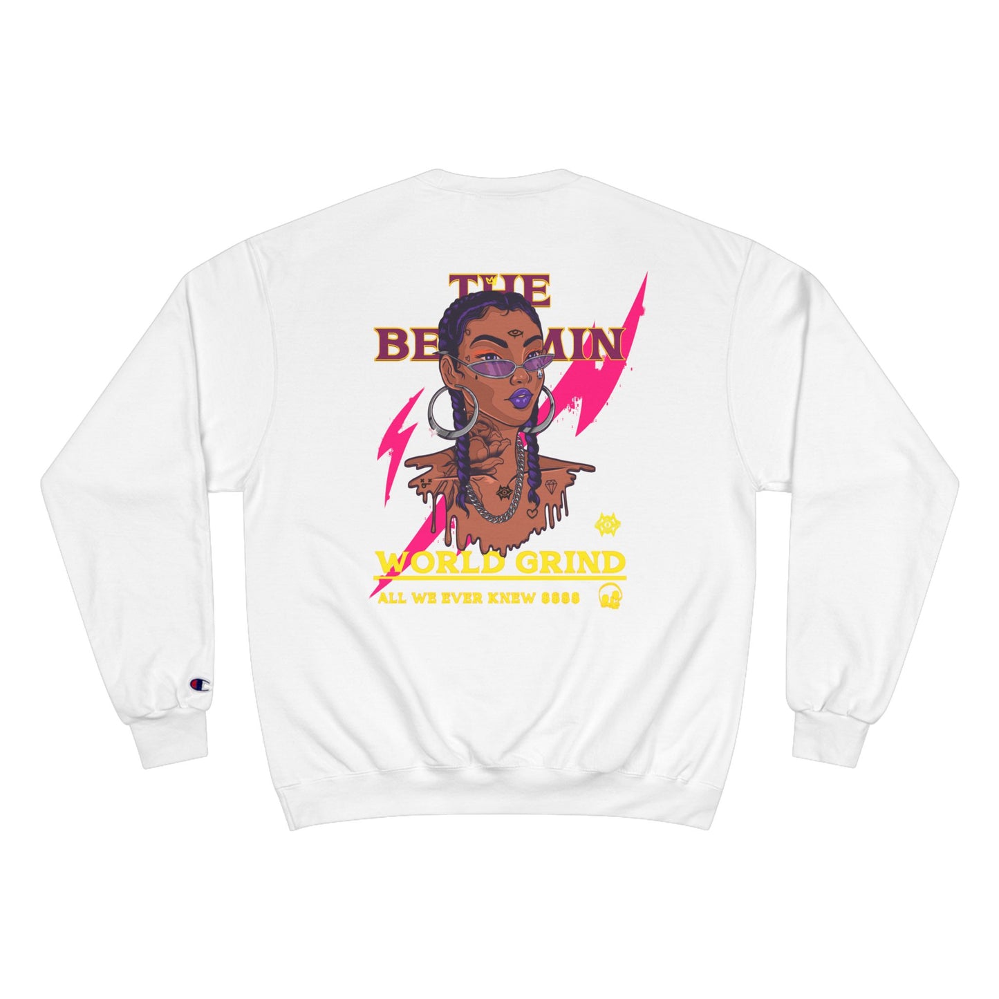 Bold Art Champion Sweatshirt with Heart & Graphic Design