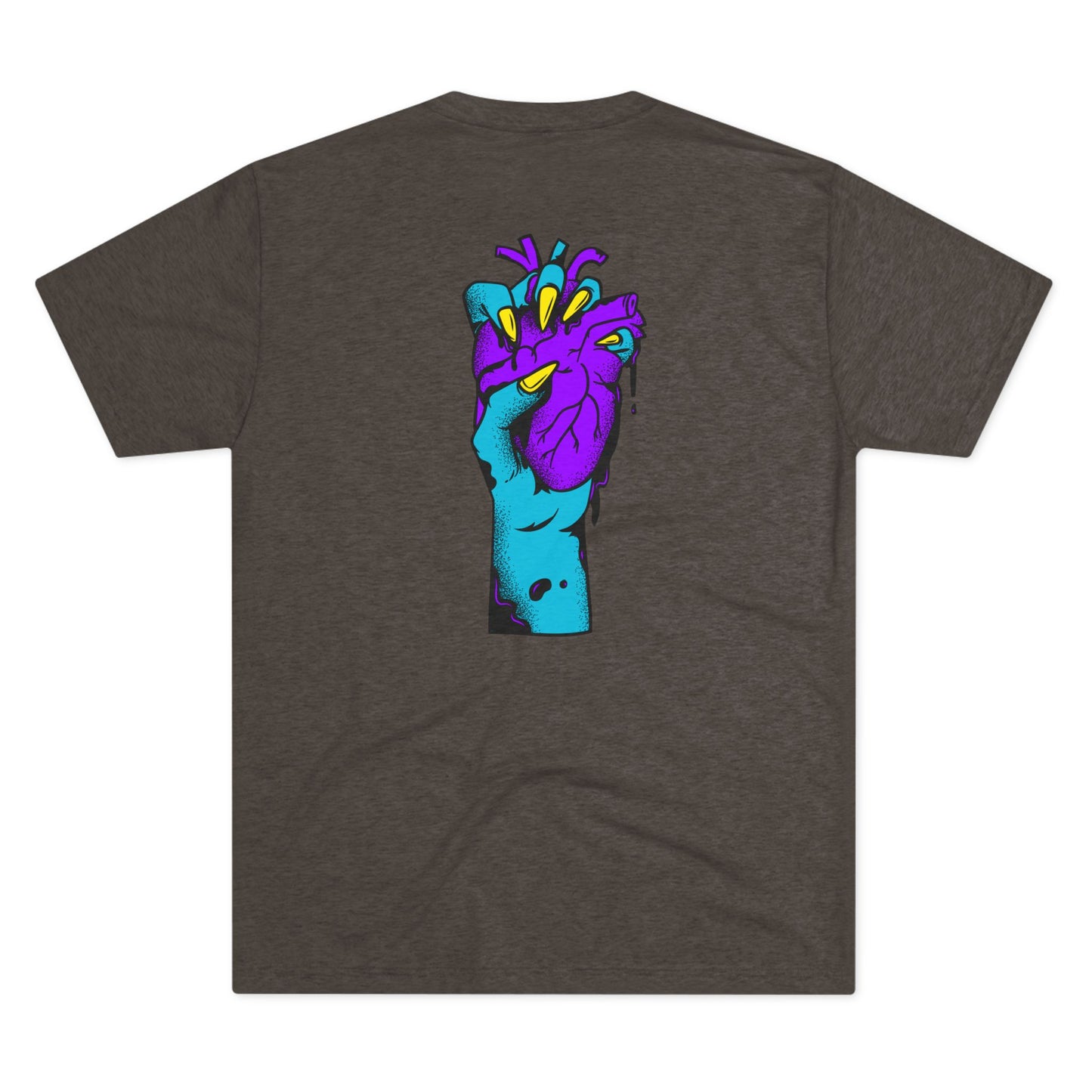 Psychedelic Blue Portrait Tee — Vivid Heart Grasp Graphic T-Shirt