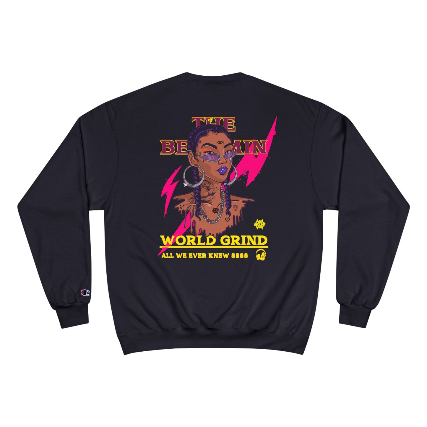 Bold Art Champion Sweatshirt with Heart & Graphic Design