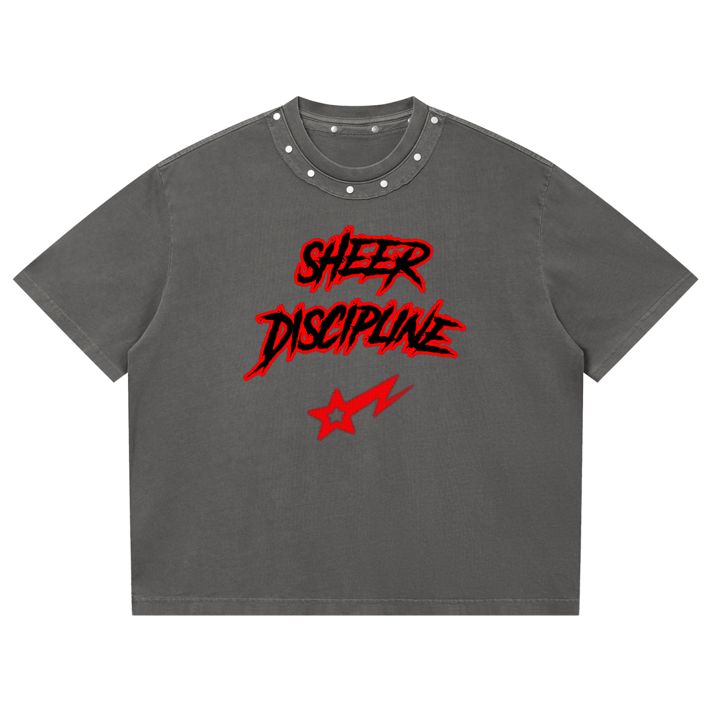 Unisex Washed Boxy Studded T-Shirt