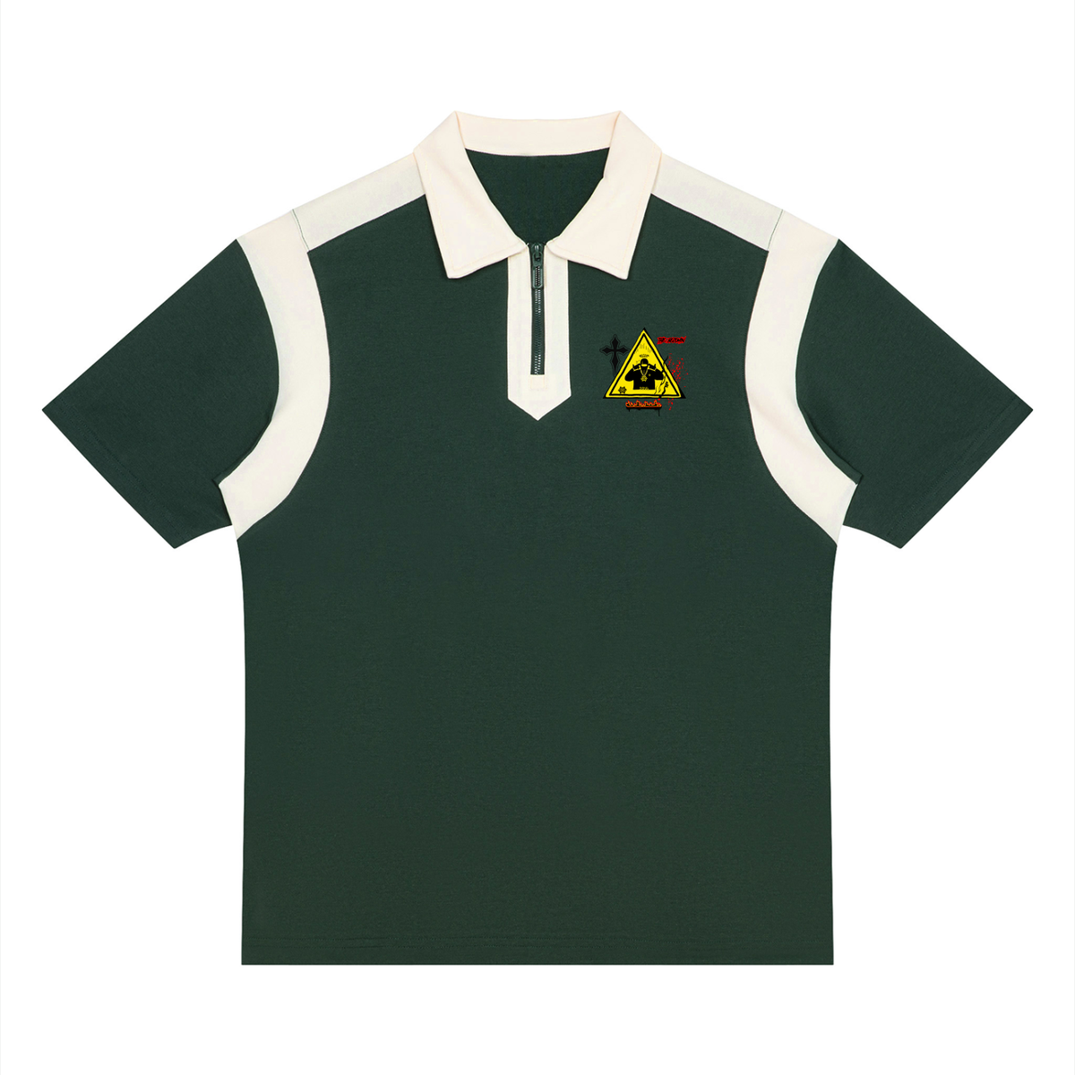 Unisex Color Block Quarter Zip Polo Shirt