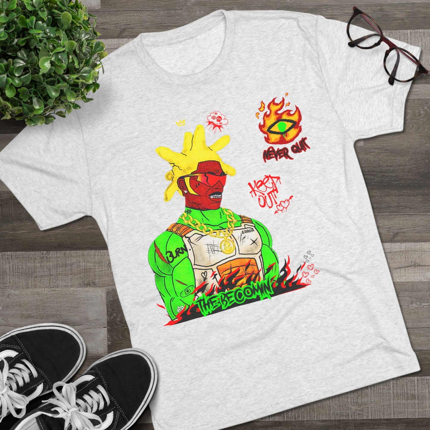 Graphic Tee — Neon Cyberpunk Warrior “The Becomin”
