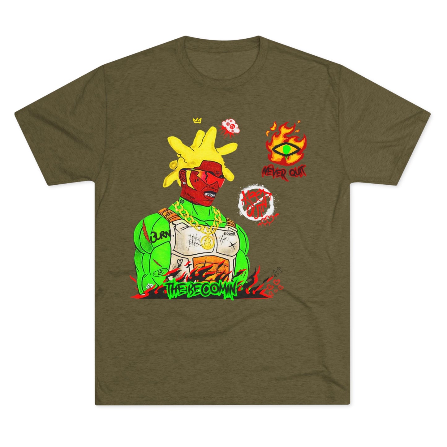 Graphic Tee — Neon Cyberpunk Warrior “The Becomin”