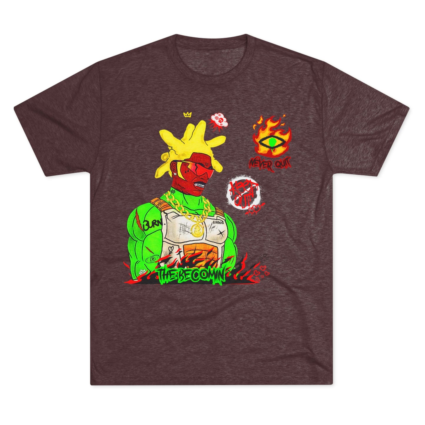 Graphic Tee — Neon Cyberpunk Warrior “The Becomin”