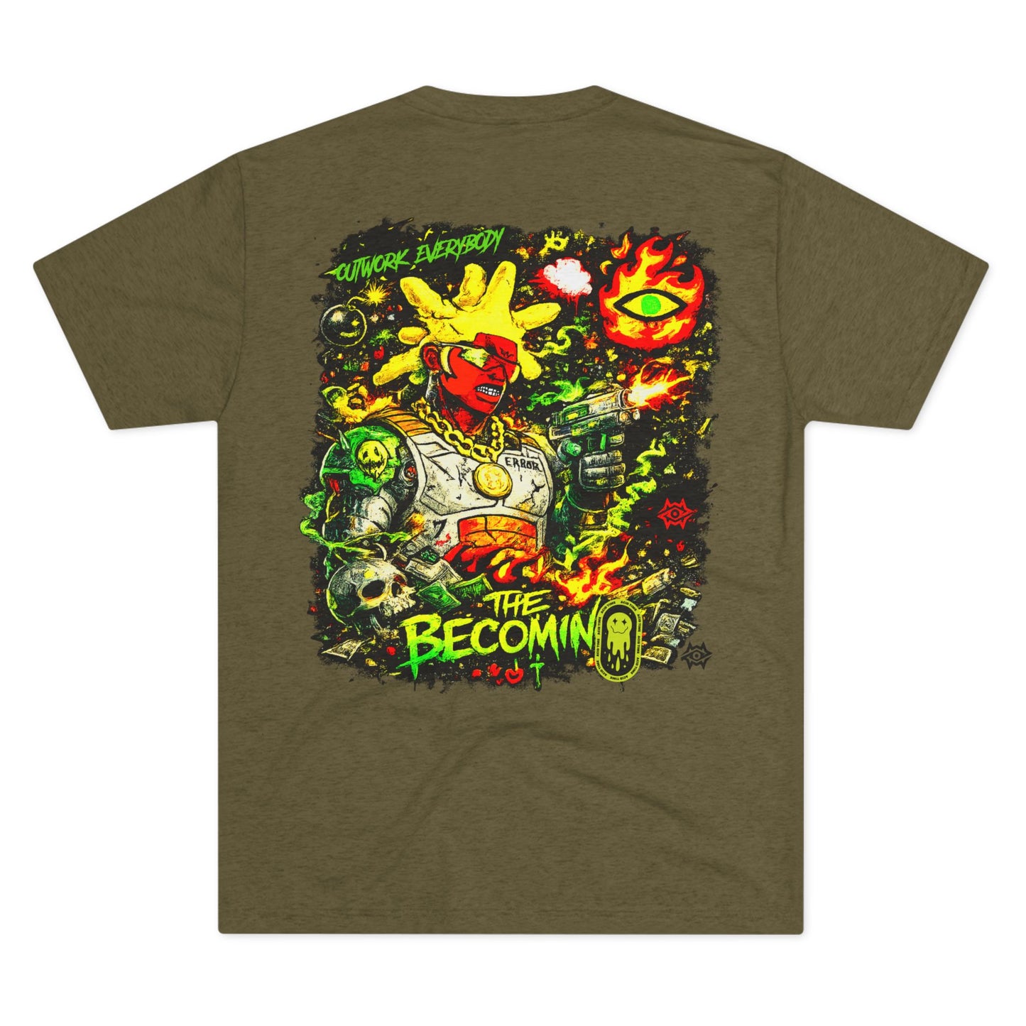 Graphic Tee — Neon Cyberpunk Warrior “The Becomin”