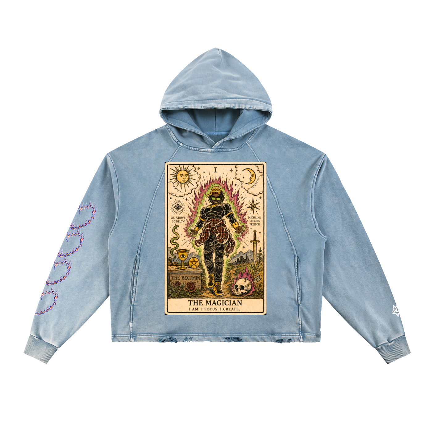 Vintage Washed Frayed-Hem Hoodie