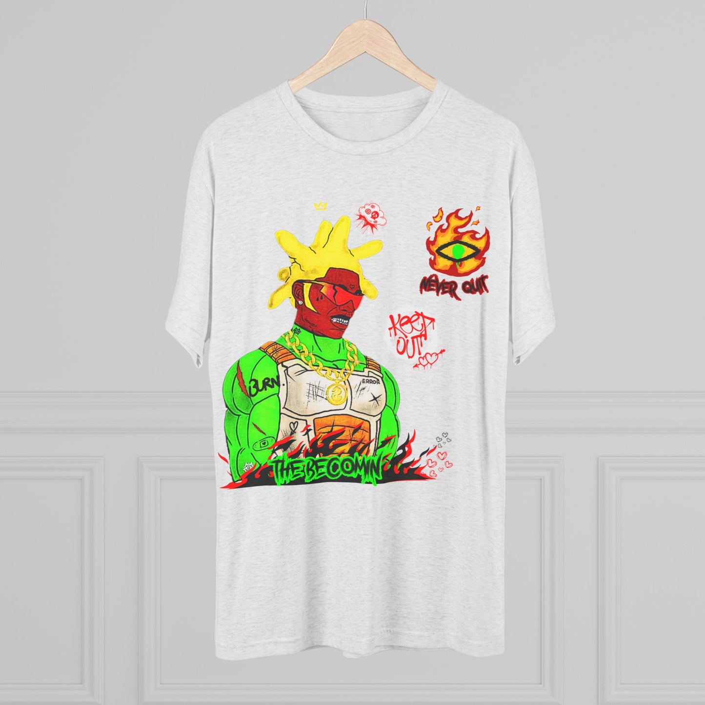 Graphic Tee — Neon Cyberpunk Warrior “The Becomin”