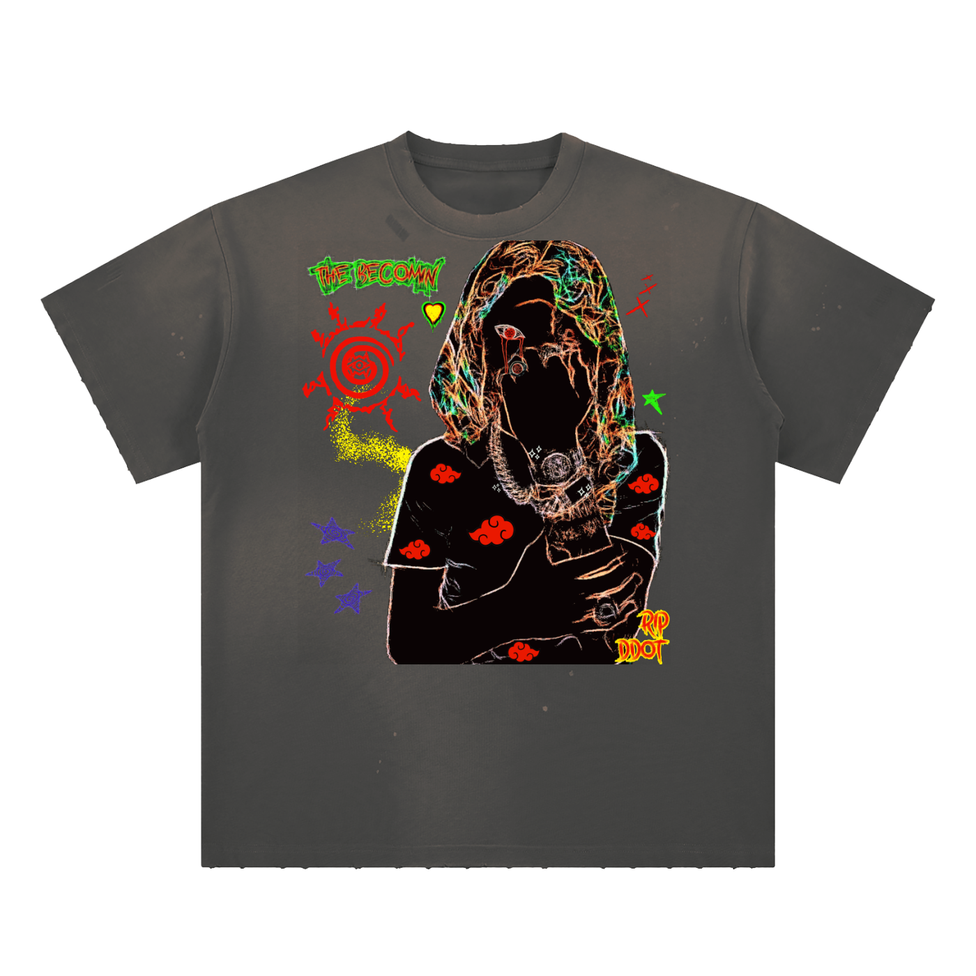 Hand-Frayed Sunfade Paint Splatter T-Shirt