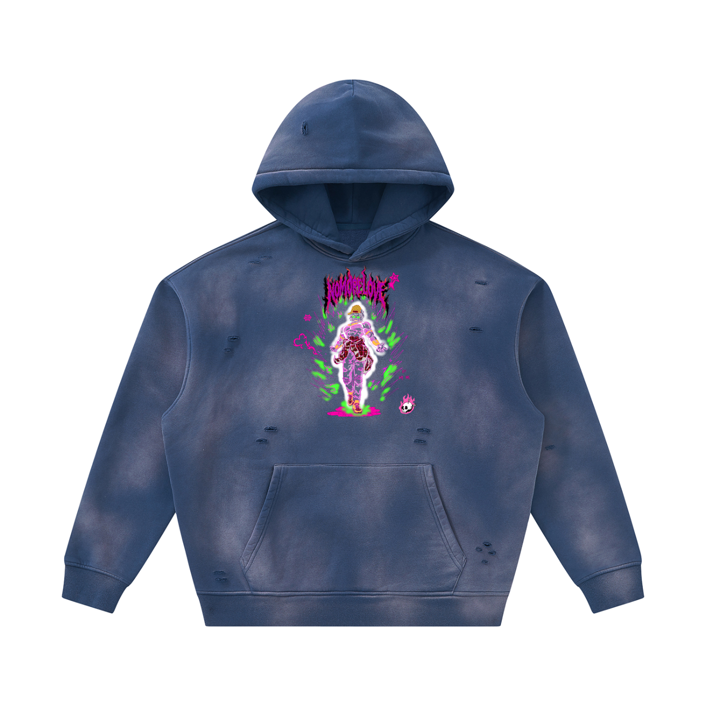 Unisex Sunfade Frayed Fleece Hoodie