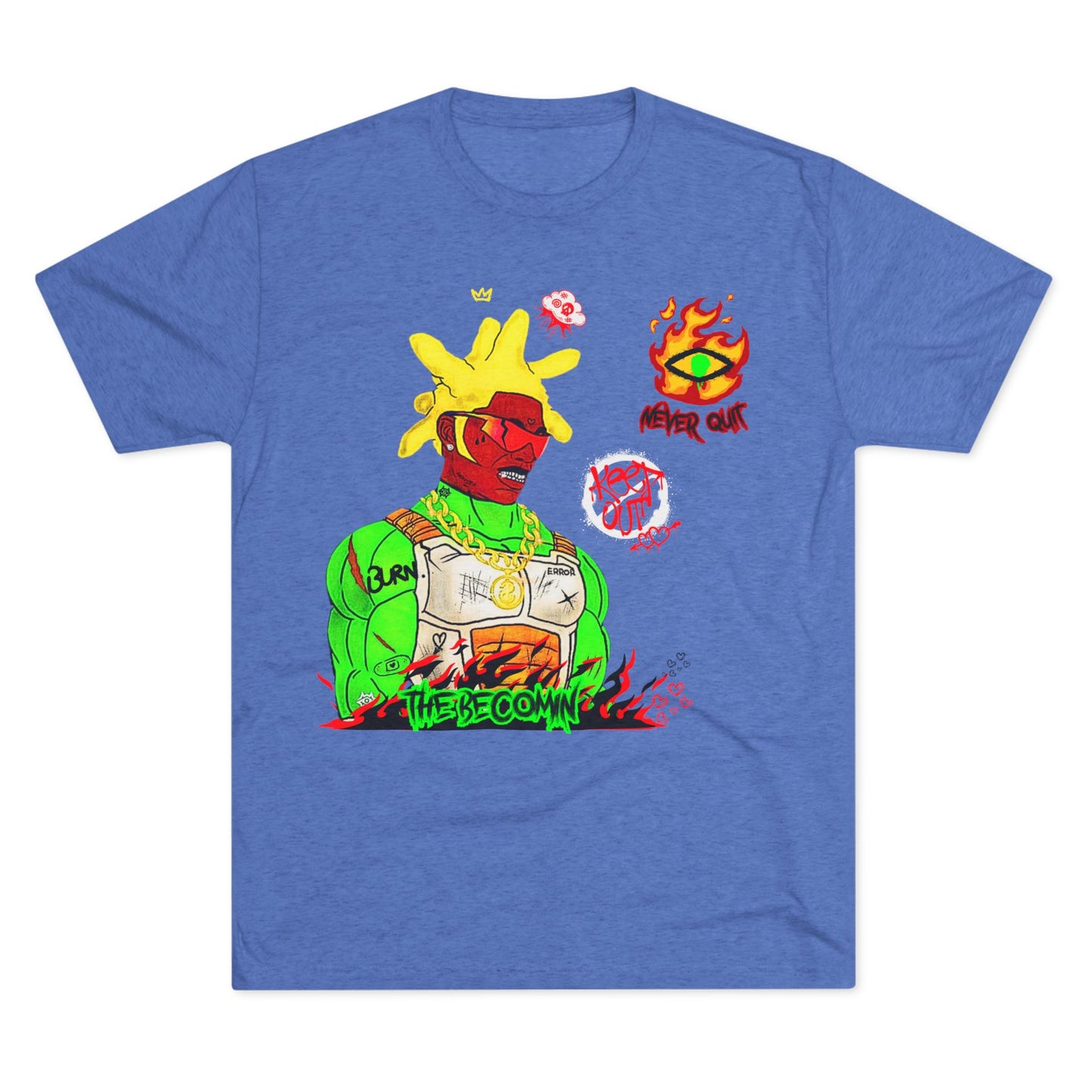 Graphic Tee — Neon Cyberpunk Warrior “The Becomin”