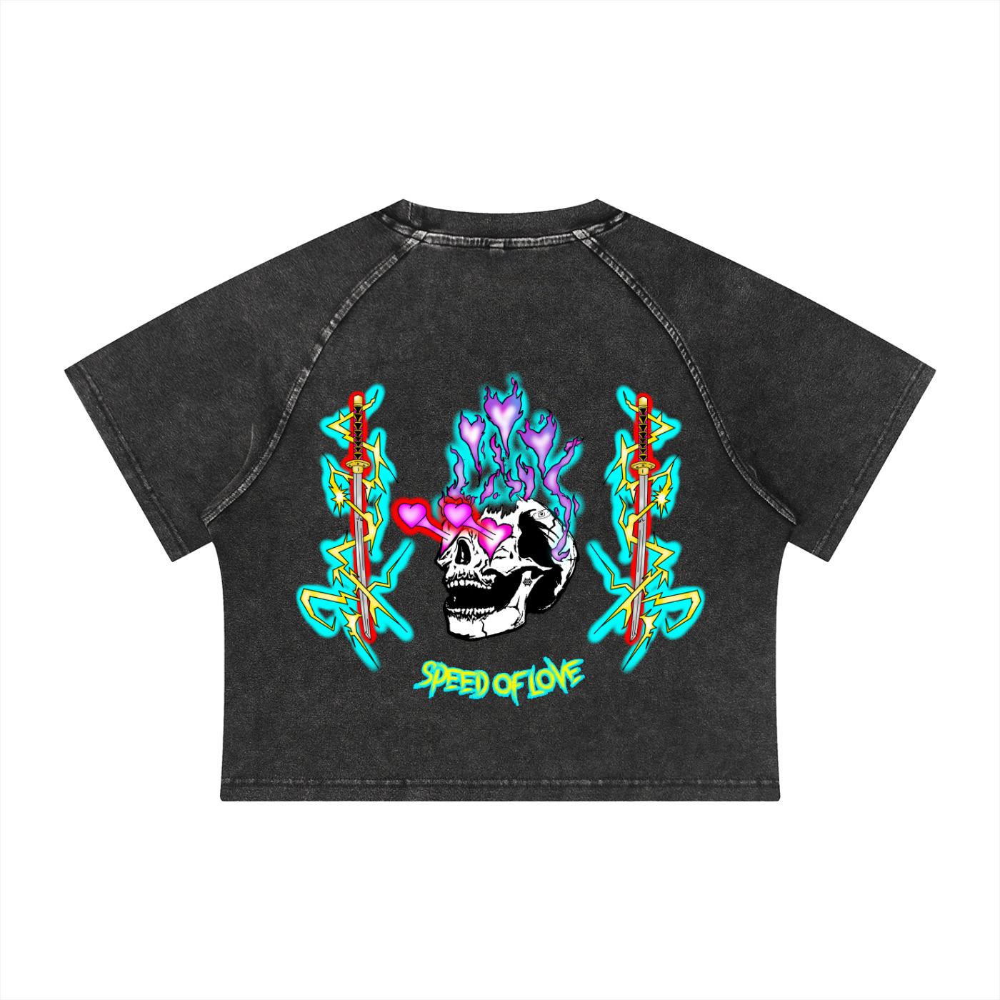 Women's Mineral Wash Crop T-Shirt Speed Of Love