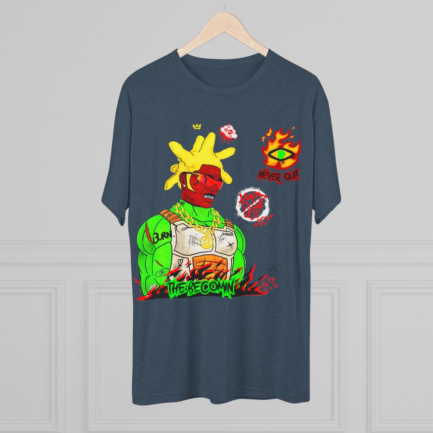 Graphic Tee — Neon Cyberpunk Warrior “The Becomin”