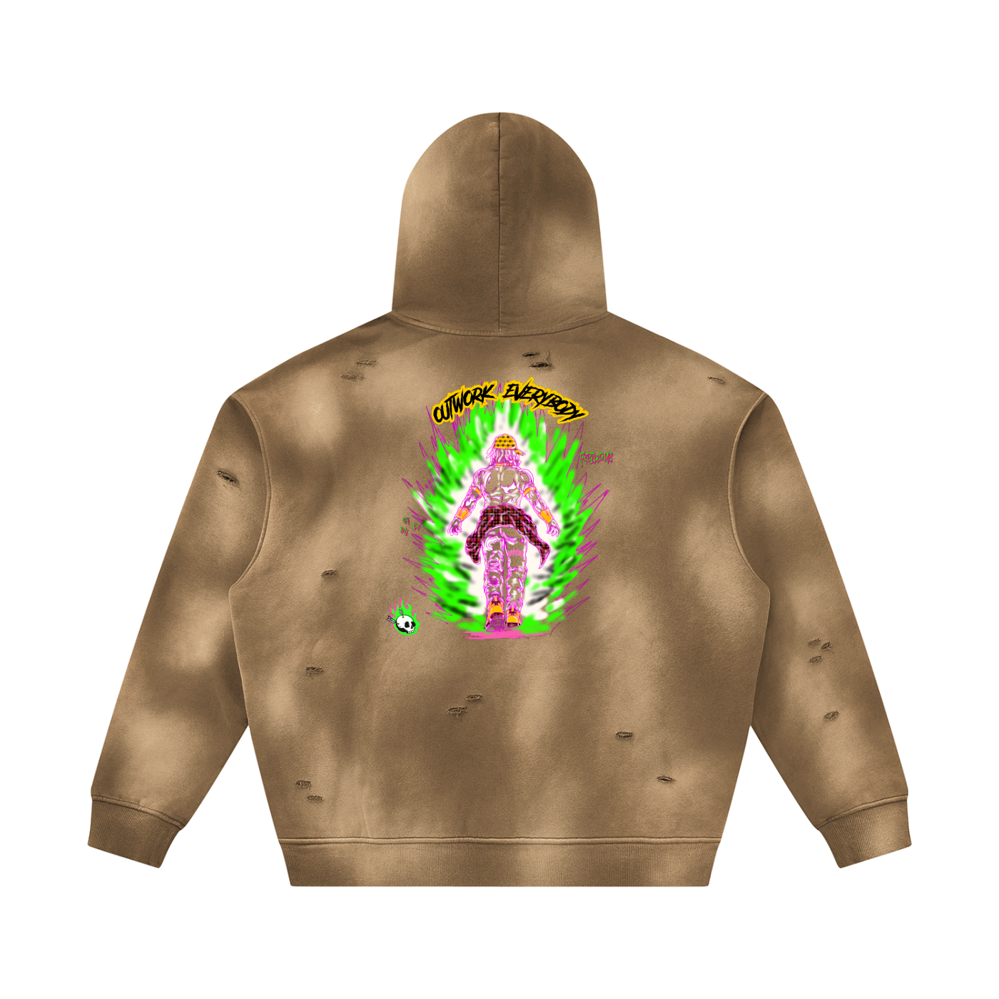 Unisex Sunfade Frayed Fleece Hoodie