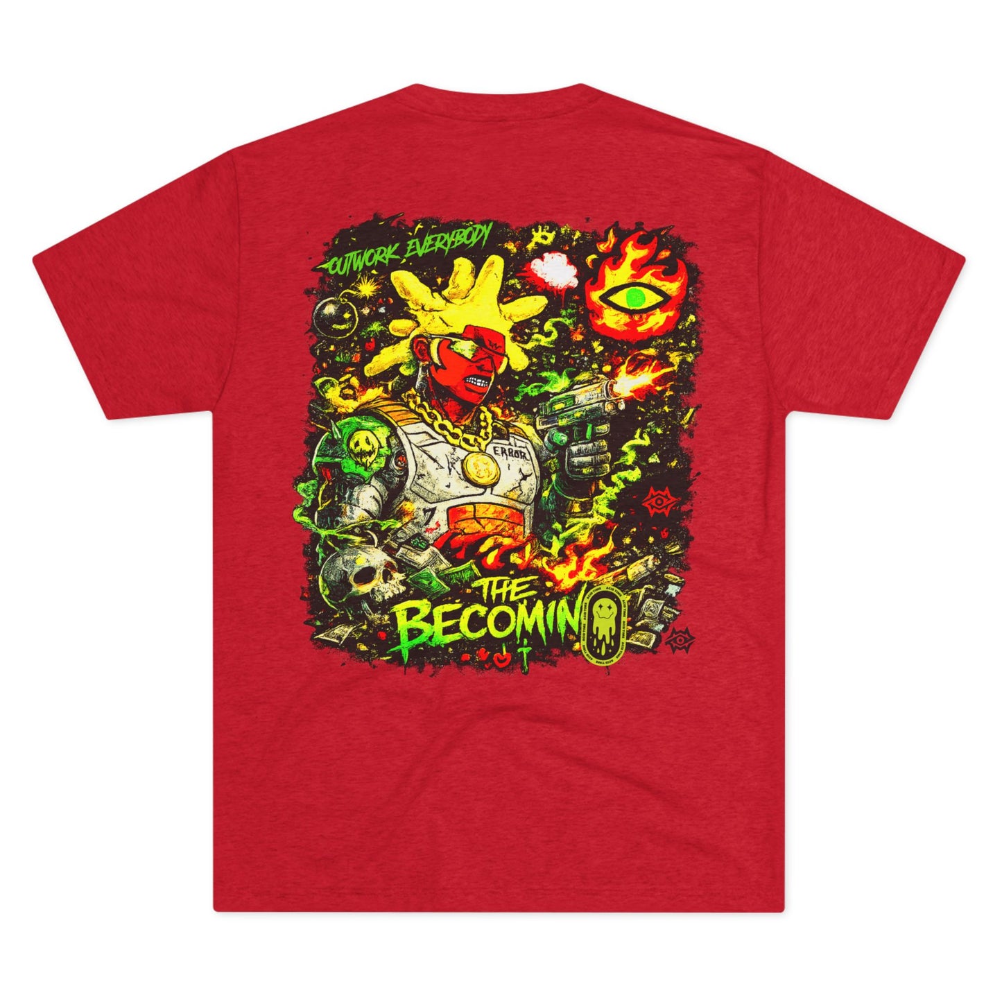 Graphic Tee — Neon Cyberpunk Warrior “The Becomin”