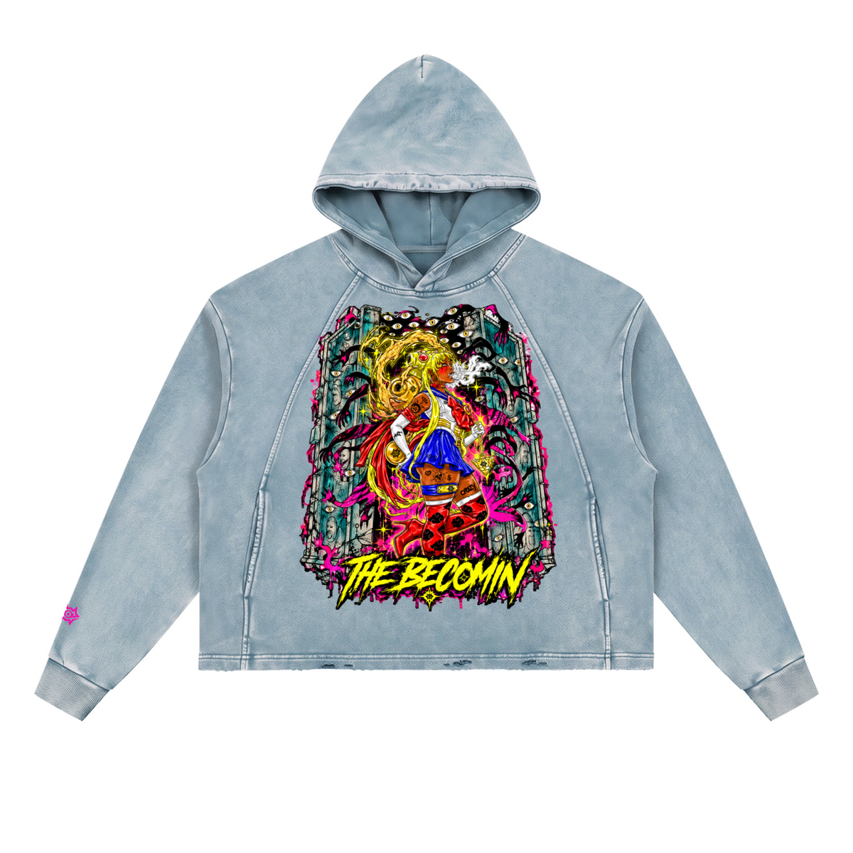 Vintage Washed Frayed-Hem Hoodie