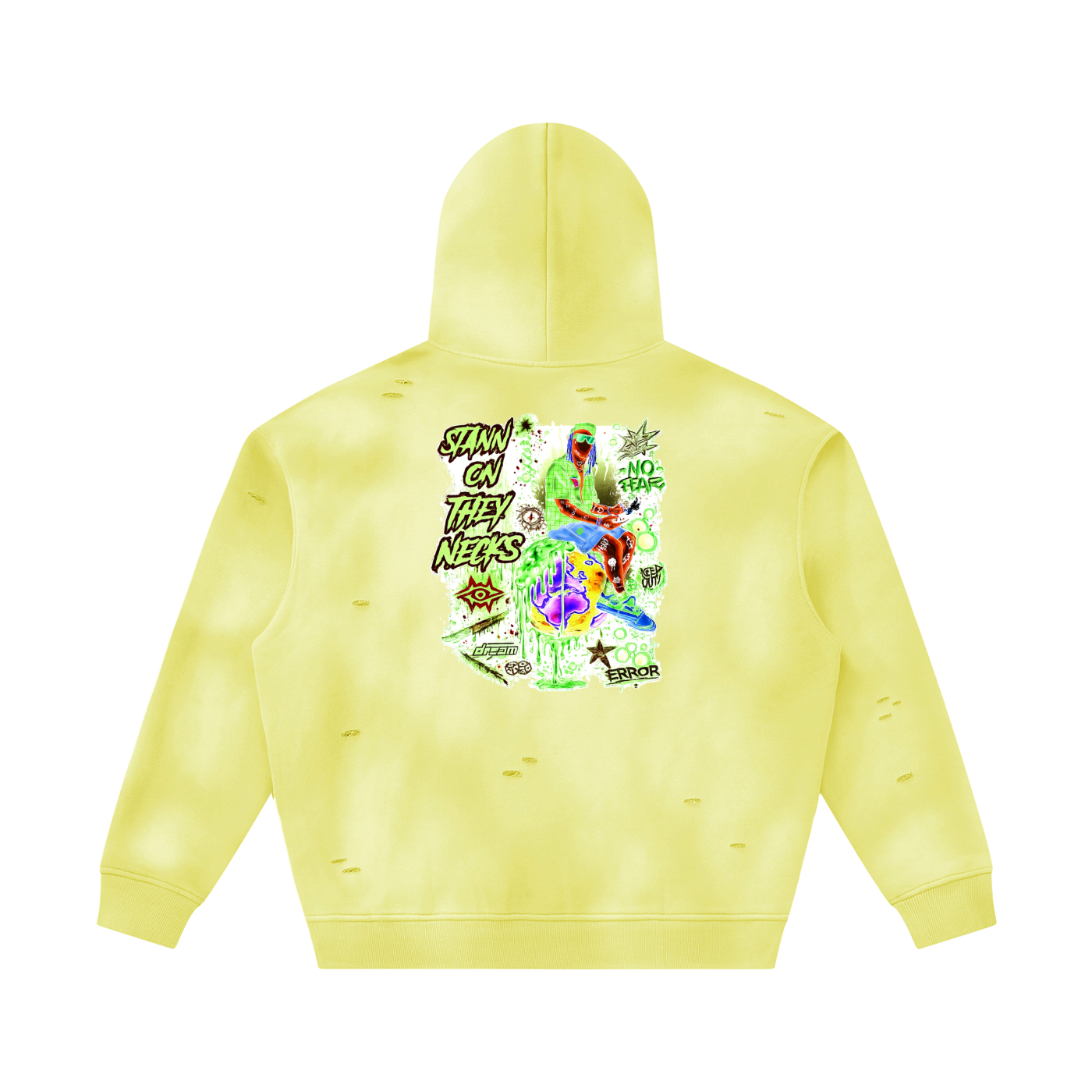Unisex Sunfade Frayed Fleece Hoodie