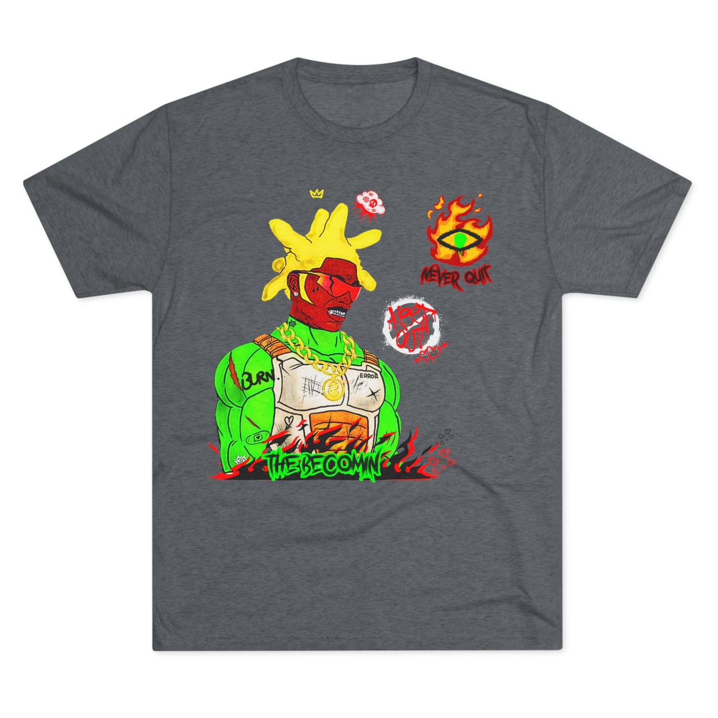 Graphic Tee — Neon Cyberpunk Warrior “The Becomin”